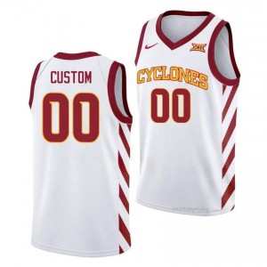 Custom #00 White ISU Cyclones Jersey | Men High School Basketball Team Gear 50534452