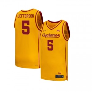 Joshua Jefferson #5 Gold ISU Cyclones Jersey | Men High School Basketball Team Gear 51583085