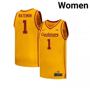 Jamarion Batemon #1 Gold ISU Cyclones Jersey | Women University Basketball Team Gear 69058437