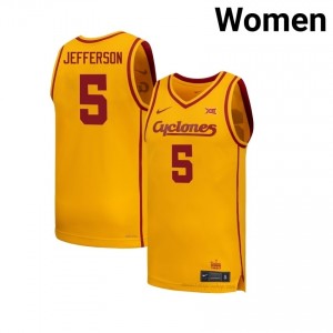 Joshua Jefferson #5 Cyclones Gold Women Jersey | College Basketball Exclusive Release Fan Uniform 36608352