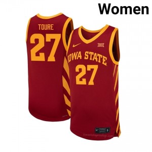 Iowa State #27 Killyan Toure Cardinal Jersey | Women University Basketball Premium Durable Apparel 39681668