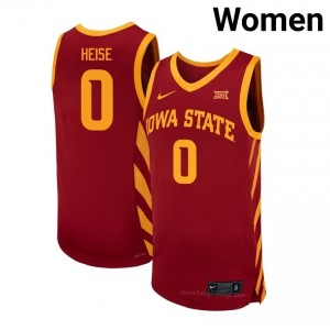 Nate Heise #0 Cardinal ISU Cyclones Jersey | Women University Basketball Team Gear 84518131