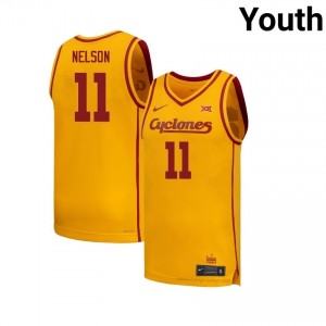 Dominick Nelson #11 Gold ISU Cyclones Jersey | Youth High School Basketball Team Gear 76895443