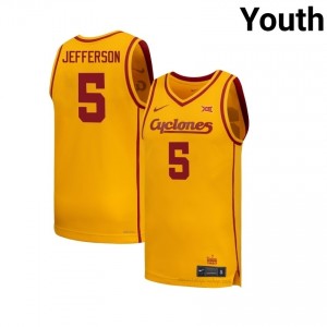 Iowa State #5 Joshua Jefferson Gold Jersey | Youth University Basketball Premium Durable Apparel 82344793