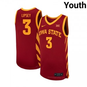 Iowa State #3 Tamin Lipsey Cardinal Jersey | Youth University Basketball Premium Durable Apparel 66675172